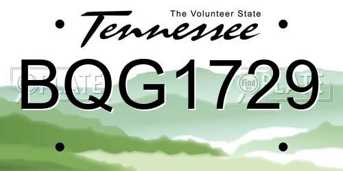 BQG1729 Tennessee License Plate