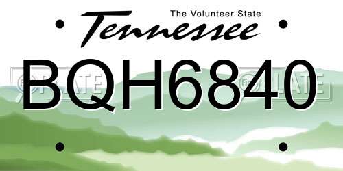 BQH6840 Tennessee License Plate