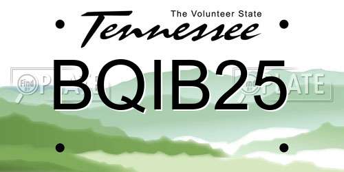 BQIB25 Tennessee License Plate