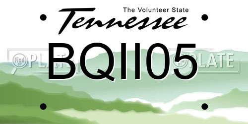 BQII05 Tennessee License Plate