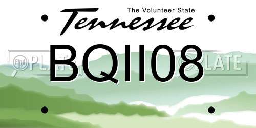 BQII08 Tennessee License Plate