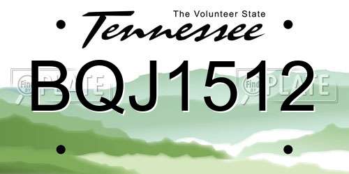 BQJ1512 Tennessee License Plate