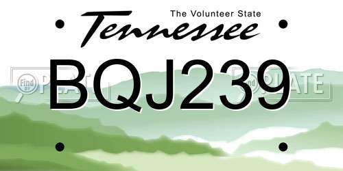 BQJ239 Tennessee License Plate