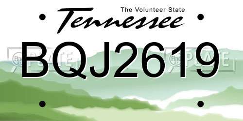 BQJ2619 Tennessee License Plate