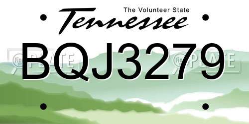 BQJ3279 Tennessee License Plate