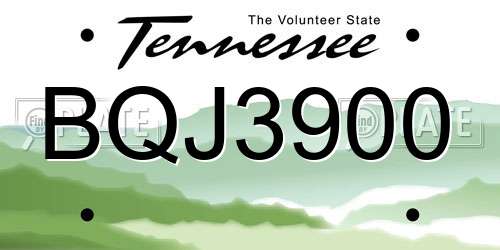 BQJ3900 Tennessee License Plate