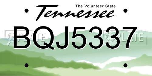 BQJ5337 Tennessee License Plate