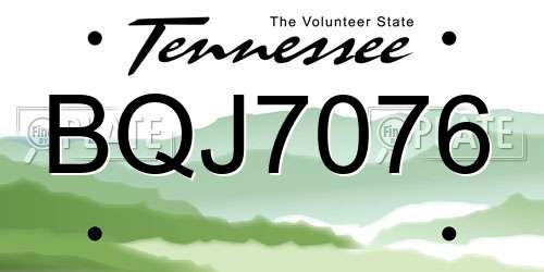 BQJ7076 Tennessee License Plate