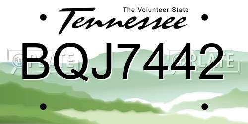 BQJ7442 Tennessee License Plate