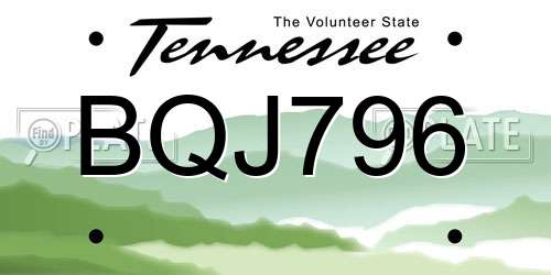 BQJ796 Tennessee License Plate
