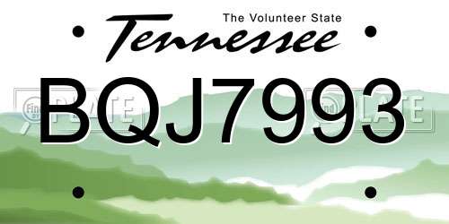 BQJ7993 Tennessee License Plate