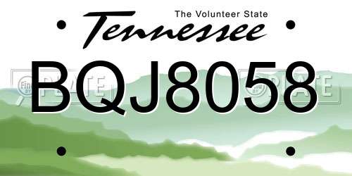 BQJ8058 Tennessee License Plate
