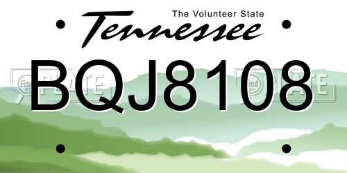 BQJ8108 Tennessee License Plate