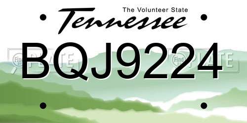 BQJ9224 Tennessee License Plate