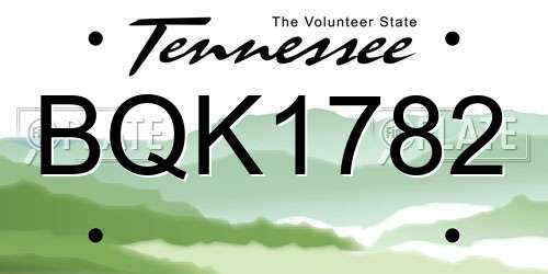 BQK1782 Tennessee License Plate