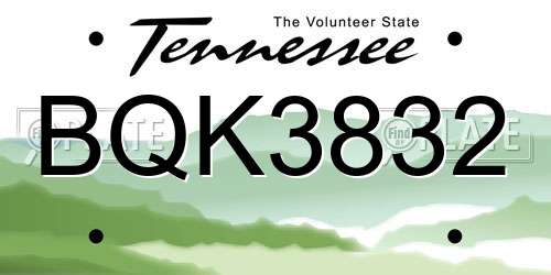 BQK3832 Tennessee License Plate