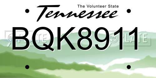BQK8911 Tennessee License Plate