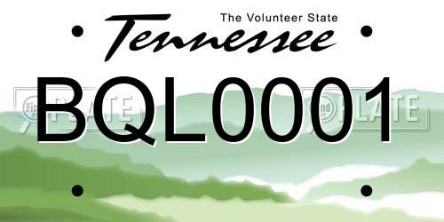 BQL0001 Tennessee License Plate