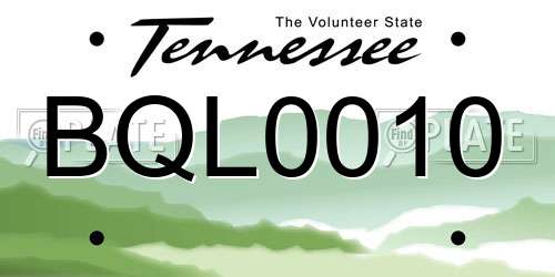 BQL0010 Tennessee License Plate