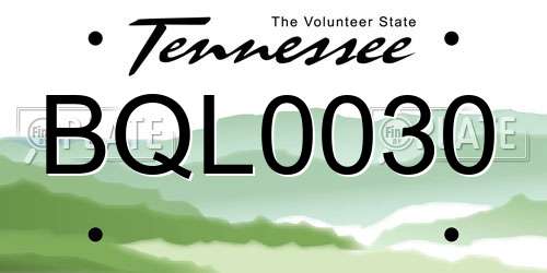 BQL0030 Tennessee License Plate