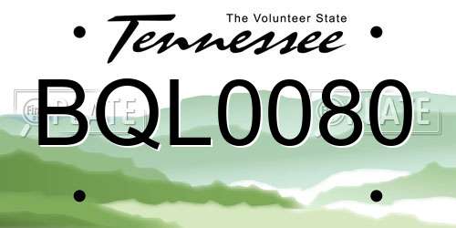 BQL0080 Tennessee License Plate