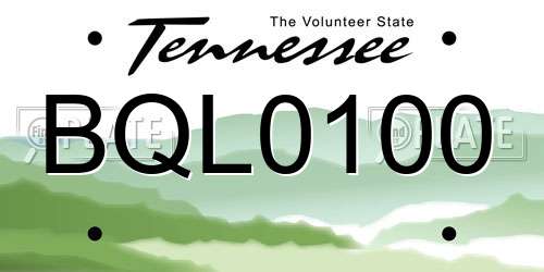 BQL0100 Tennessee License Plate