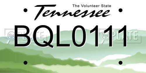 BQL0111 Tennessee License Plate