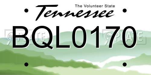 BQL0170 Tennessee License Plate