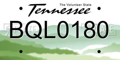 BQL0180 Tennessee License Plate