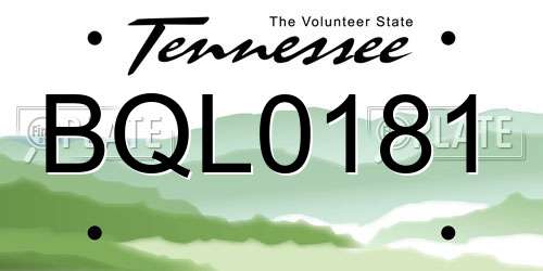 BQL0181 Tennessee License Plate