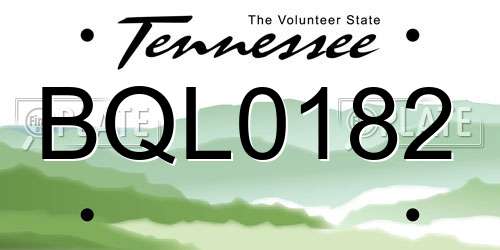 BQL0182 Tennessee License Plate