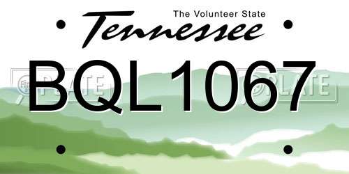 BQL1067 Tennessee License Plate