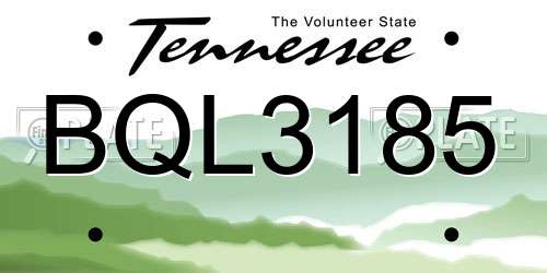 BQL3185 Tennessee License Plate