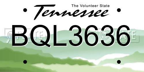BQL3636 Tennessee License Plate