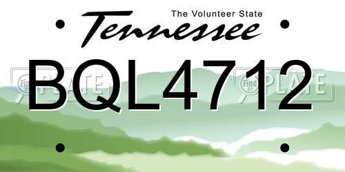 BQL4712 Tennessee License Plate