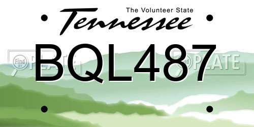 BQL487 Tennessee License Plate