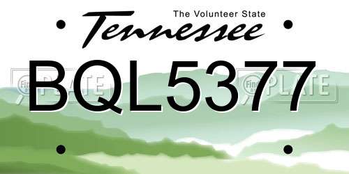 BQL5377 Tennessee License Plate