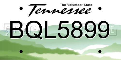 BQL5899 Tennessee License Plate