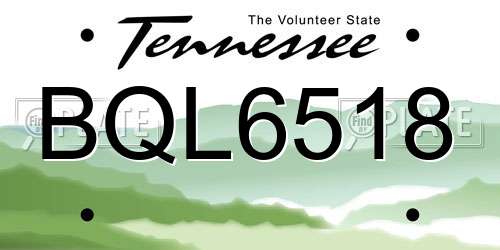 BQL6518 Tennessee License Plate