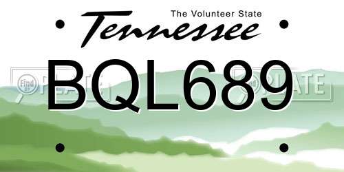 BQL689 Tennessee License Plate