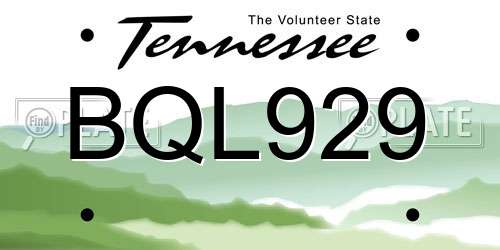 BQL929 Tennessee License Plate