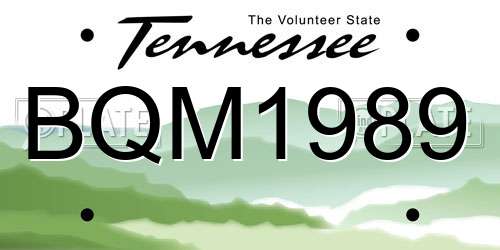 BQM1989 Tennessee License Plate