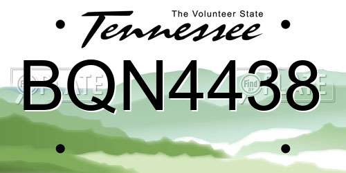 BQN4438 Tennessee License Plate