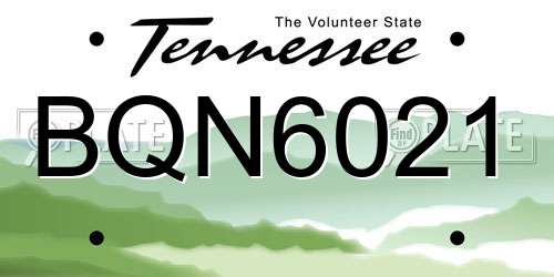 BQN6021 Tennessee License Plate