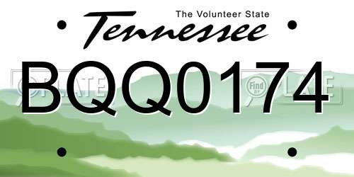 BQQ0174 Tennessee License Plate