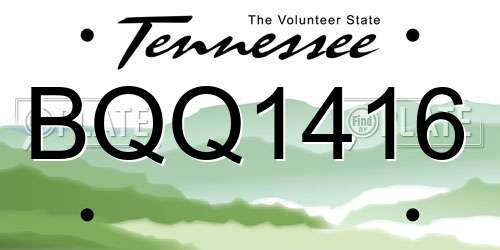BQQ1416 Tennessee License Plate