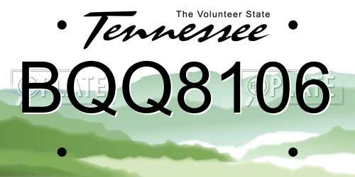 BQQ8106 Tennessee License Plate