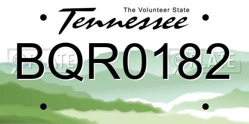 BQR0182 Tennessee License Plate