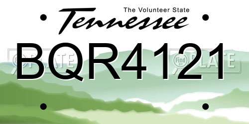 BQR4121 Tennessee License Plate