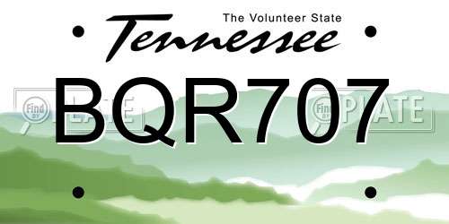 BQR707 Tennessee License Plate